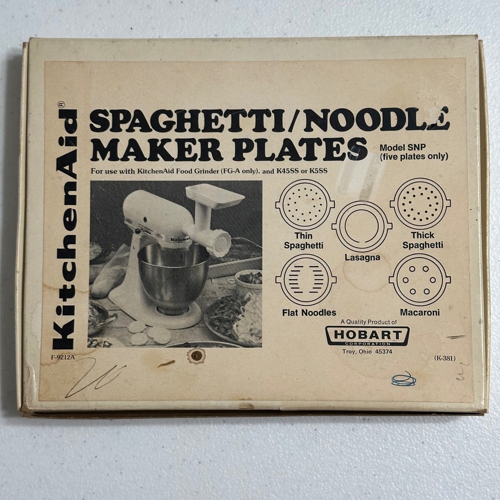 KitchenAid SNP Spaghetti / Noodle Maker Plates Hobart Vintage Set & Instructions